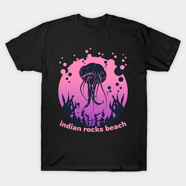 Indian Rock Beach Sunshine in a Beach with a Pink and Purple Underwater Jellyfish Island and River T-shirt T-Shirt by AbsurdStore